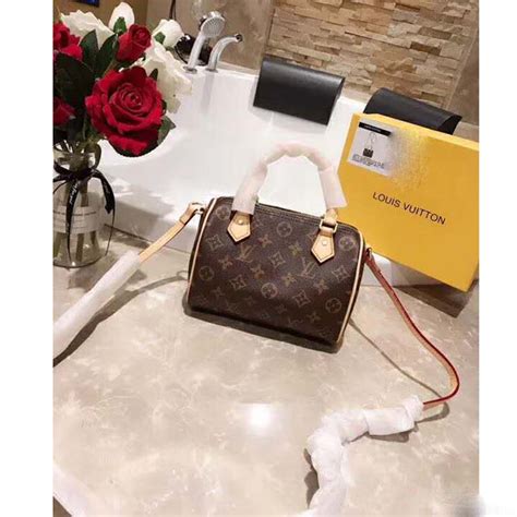 Louis Vuitton Lv Women Nano Speedy Bag In Monogram Coated Canvas Brown