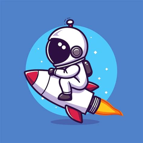 Astronauta en una aventura espacial en un cohete diseño vectorial de