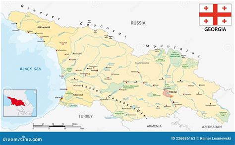 Mapa Wektorowa Wschodniej Gruzji Pa Stwowej Z Flag Ilustracja Wektor