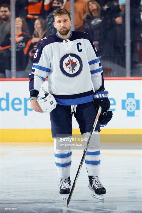 Blake Wheeler Of The Winnipeg Jets Looks On Before Playing Against