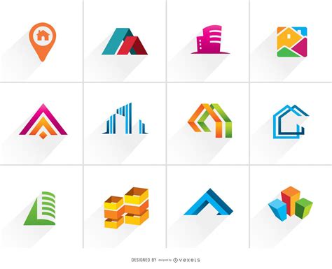 Real Estate Colorful Logo Set Vector Download