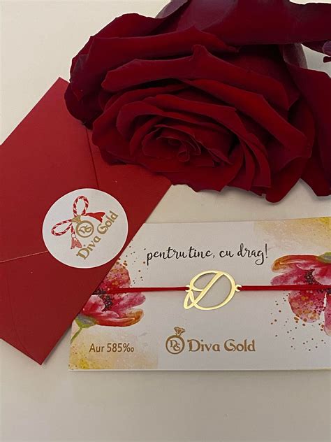 Martisor Bratara Din Aur Initiala D Bijuteria Diva Gold