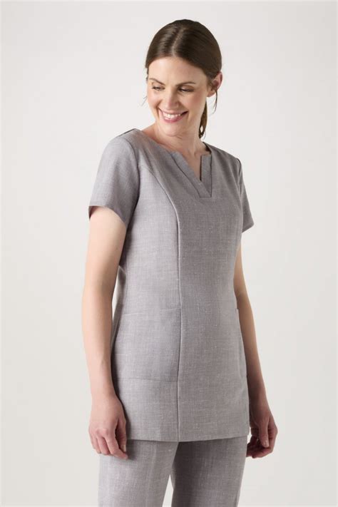 Linen Blend V Neck Tunic Grey Sj