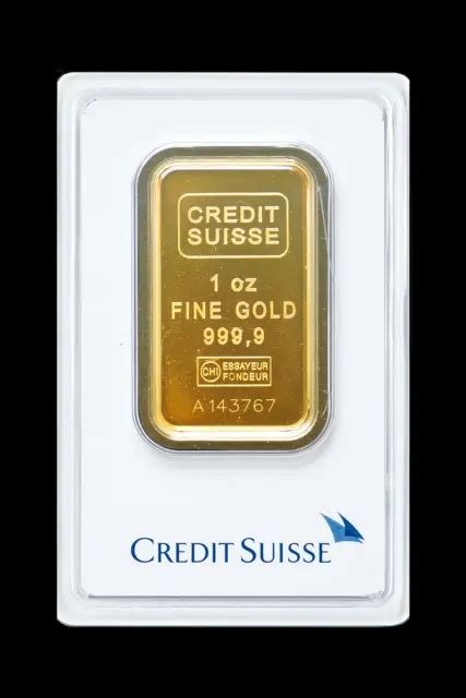 1 OZ CREDIT Suisse Gold Bar In Assay 0 9999 Pure 1 762 02