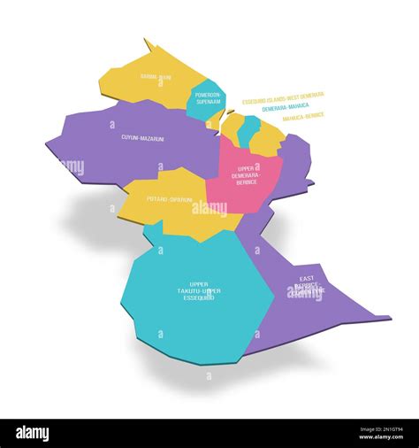 Guyana Political Map Of Administrative Divisions Regions 3D Colorful