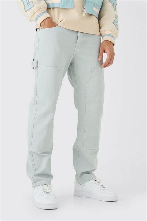 Relaxed Rigid Overdyed Carpenter Jeans Boohoo Uk