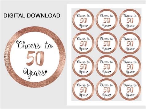 Cheers To 50 Years Cupcake Toppers Happy 50th Birthday Favor Etsy