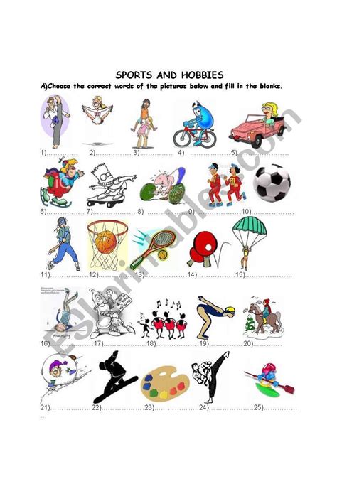 Sports and Hobbies - ESL worksheet by aleafff