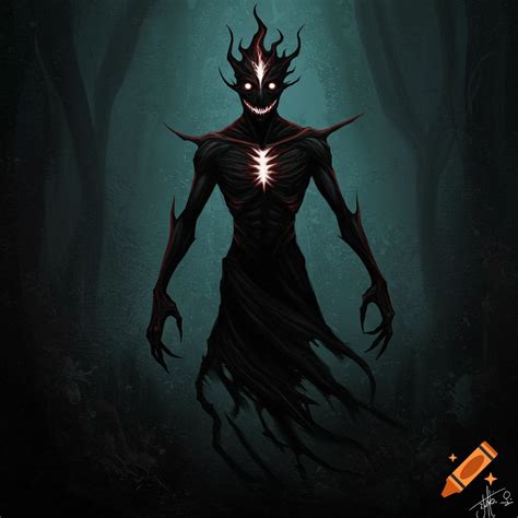 dark fantasy digital art   menacing shadow creature  glowing
