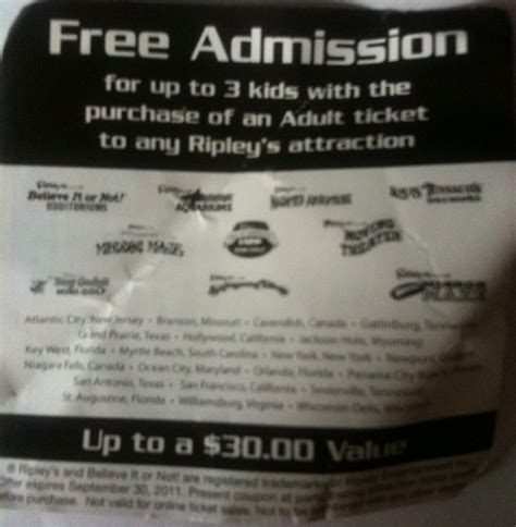 Wendy's Kids Meal Coupon: Free Admission to Ripley's Attractions with ...