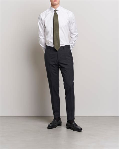 Stenströms Slimline Contrast Cotton Shirt White at CareOfCarl.com