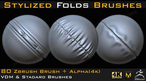 Artstation 80 Stylized Fold And Seam Stitch Brushes And Alpha 4k