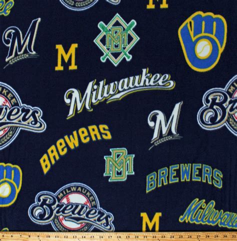 Fleece Milwaukee Brewers Cooperstown Logos On Navy Blue MLB Pro