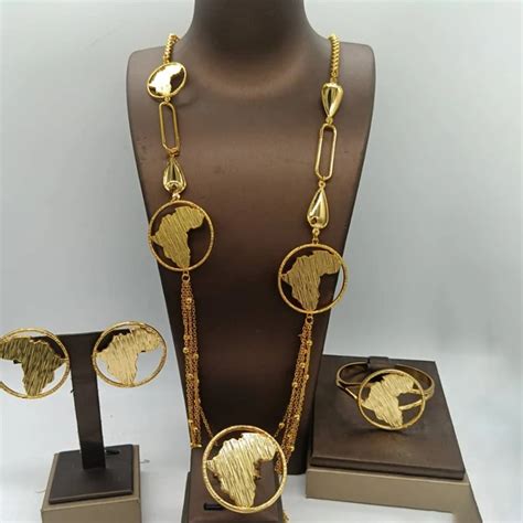 Conjunto De Joias Banhado A Ouro K Para Mulheres Africano Dubai