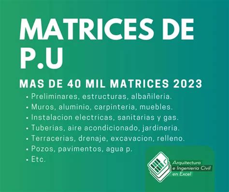 Matrices De An Lisis De Precios Unitarios Actualizados Meses Sin