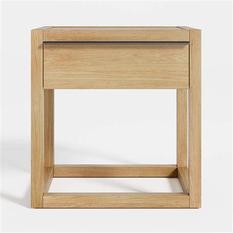 Leavitt Natural Oak Wood Nightstand With Drawer Reviews Crate Barrel