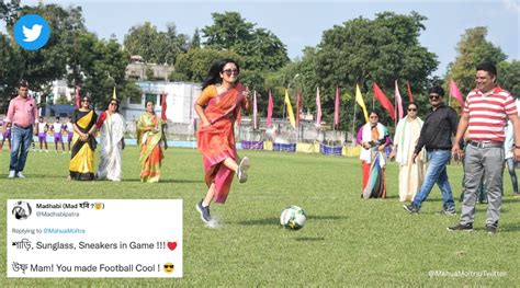 Tmcs Mahua Moitra Shares Photos Of Playing Football In A Saree