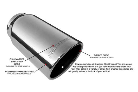 Exhaust Tip Stainless Steel Passenger Side Rectangular Rolled Edge