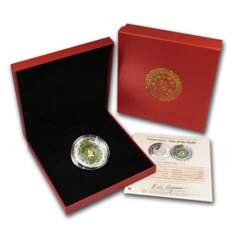 Laos 2013 2000 KIP Year Of The Snake Jade 2 Oz Silver Proof Coin LUNAR