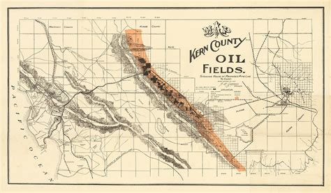 Map of Kern County Oil Fields Showing Route of Proposed Pipe Line To ...