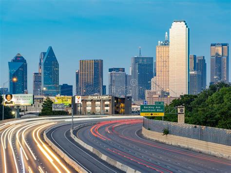 Sunset Dallas Skyline With Highway Stock Image Image Of Light States