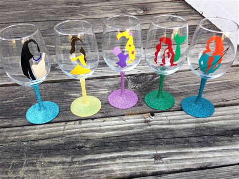 Disney Princess Inspired Wine Glasses Pick Your By Riversidemanor