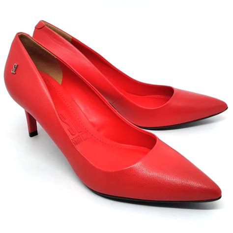 Sapato Scarpin Santa Lolla Soft De Couro Salto Vermelho Feminino