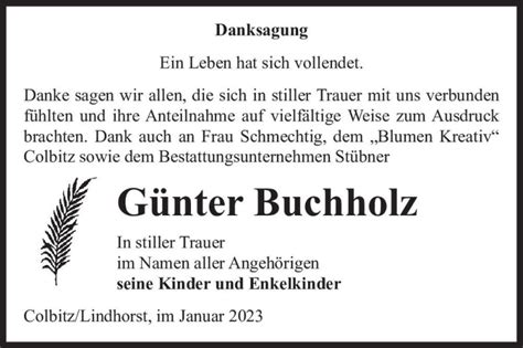 Traueranzeigen Von G Nter Buchholz Abschied Nehmen De