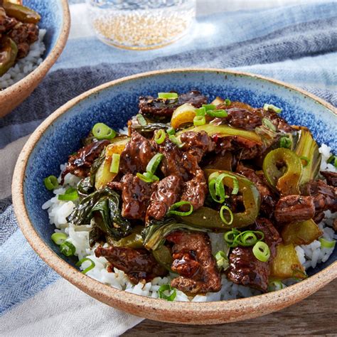 Recipe: Black Pepper Beef with Bok Choy & Garlic Rice - Blue Apron