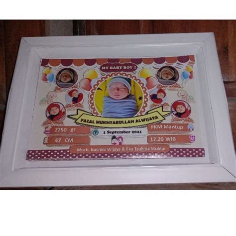 Jual FRAME BIODATA BAYI 3D MINIMALIS BINGKAI 3D AESTHETIC POP UP KADO