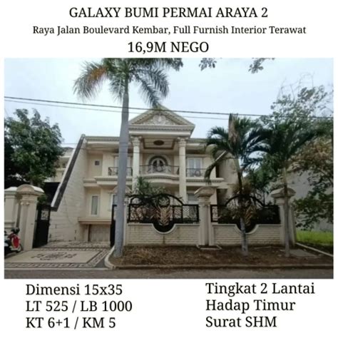 Rumah Mewah Galaxy Bumi Permai Araya Surabaya M Nego Full Furnish