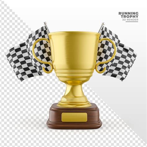 Premium Psd Trophy For Racing Championship With Flag And Gold In D