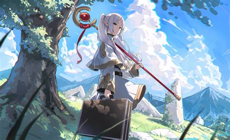 Sousou No Frieren Clouds Looking At Viewer Staff Frieren Sousou No Frieren Elves Women Outdoors ...