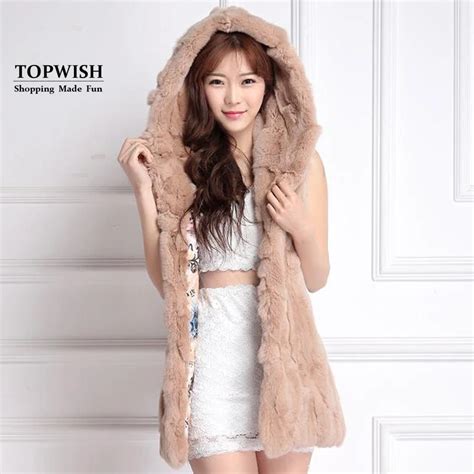 Real Rex Rabbit Fur Vest Hooded Women Fashion Genuine Rex Rabbit Fur