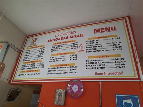 Carta Del Restaurante Tortas Migue Guadalajara C Mexicaltzingo 1727