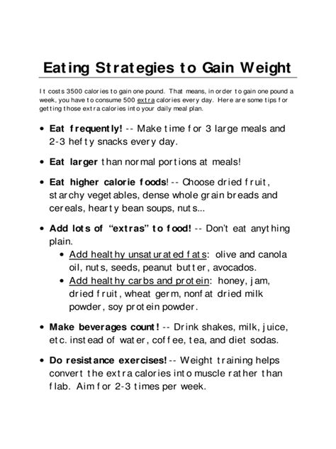 Weight Gain Diet Chart - 2 Free Templates in PDF, Word, Excel Download