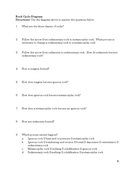 Rock Cycle Diagram Chart and AK 2pgs 1 - 2. Rock Cycle Diagram Directions: Use the diagram above