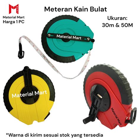 Jual Meteran Kain 30m Meteran Gulung Bulat 50 Meter Alat Ukur Roll