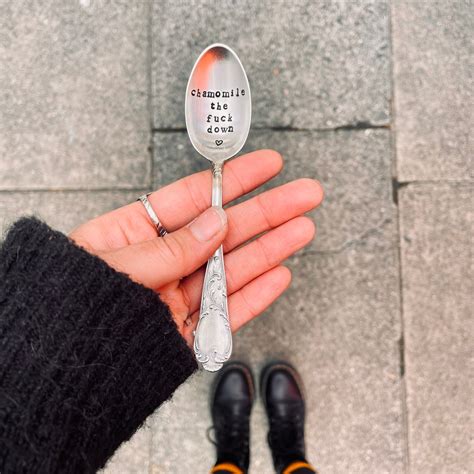Chamomile The Fuck Down Stamped Spoon Vintage Spoon Coffee Lover SOZO Silver Etsy