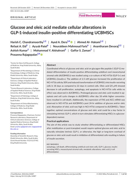 Glucose And Oleic Acid Mediate Cellular Alterations In Glp Induced