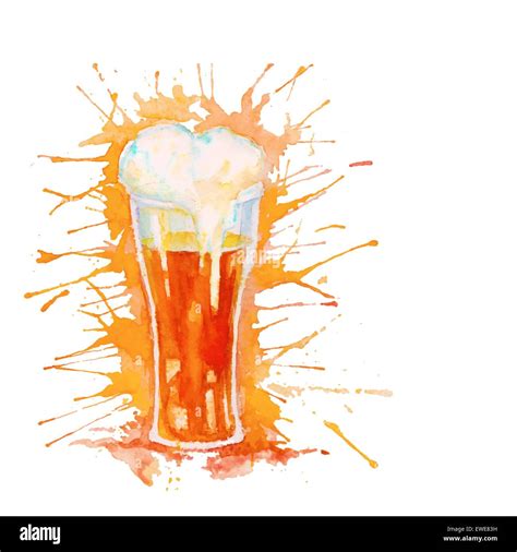 Watercolor Glass Of Beer Isolated On White Stock Vector Image Art Alamy