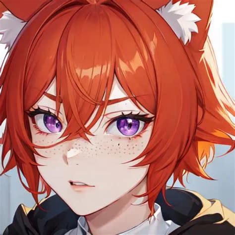 Erikku Male Short Ginger Hair Freckles Right Eye