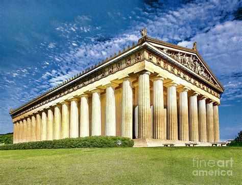 Parthenon Full Scale Replica Color Sketch Mixed Media by Garland Johnson