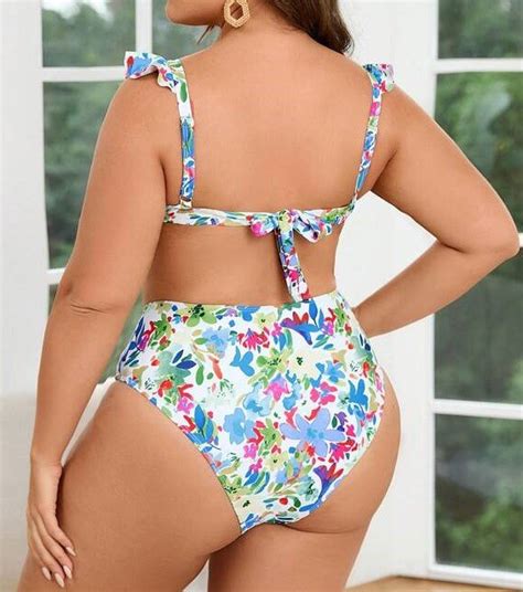 Bikini Floreado Con Volados 1 XL Y 3 XL Tu Talle