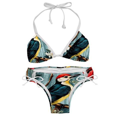 Woodpecker Swim Suit Women Bikini Set Detachable Sponge Adjustable