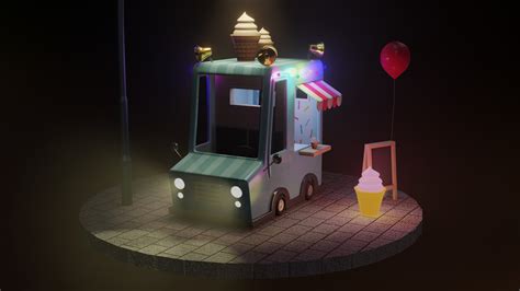 Artstation Ice Cream Truck Cartoon Style