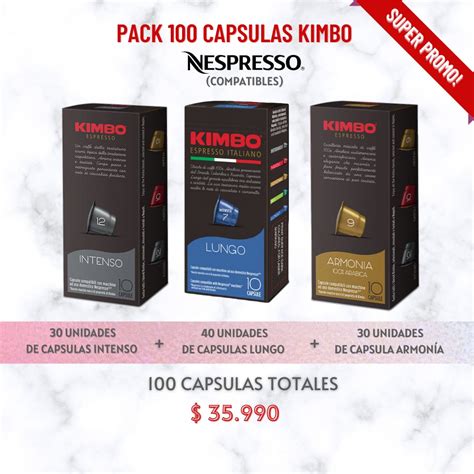 Pack De 100 Unidades De Capsulas Marca Kimbo Compatible Con Nespresso