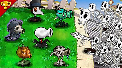 Plants Vs Zombies Halloween Peashooter Team Vs Skeleton Gargantuar Team Who Is Best Youtube