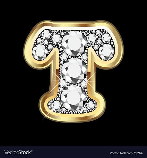 Letter T Gold And Diamond Royalty Free Vector Image