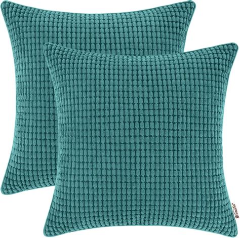 Brawarm Teal Throw Pillow Covers 20 X 20 Inches Pack Of 2